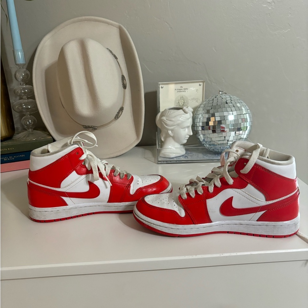 Red Air Jordans size 7